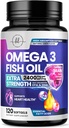 Omega 3 魚油は 2400mg - トリプル強度オメガ 3 脂肪酸, 自然心健康脳 & 共同サポート - EPA と脂肪酸 & DHA - ワイルドキャッチ魚油サプリメント - 120 Softgels