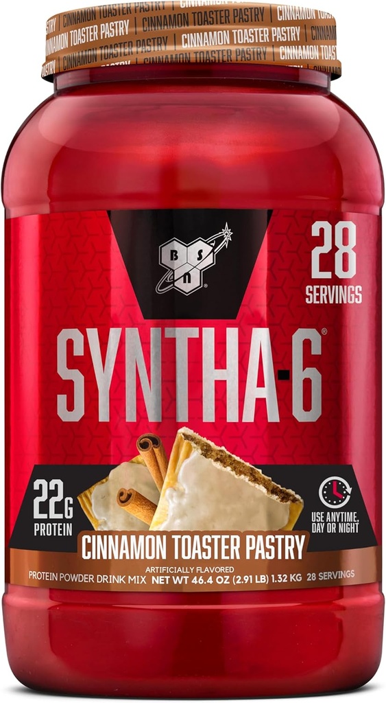 BSN SYNTHA-6 繊維の6g、Whey Protein、Micellar Casein、ミルクプロテイン アイソレートブレンド、5g脂肪、シナモントーアスターペストリー、28サービング(パッケージ5月Vary)