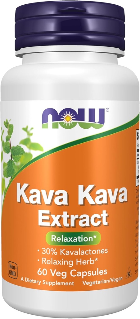 NOW Supplements, Kava Kava Extract 250 mg, 30% Kavalactones, Herbal Relaxation Blend*, 60 Veg Capsules