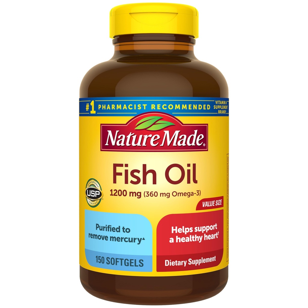 自然は魚油オメガ3の補足、1200のmgのSoftgels、健康な中心サポートのためのオメガ3の魚油、150のSoftgels、75日の供給をしました