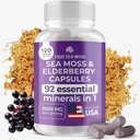 TrueSeaMoss Irish Sea Moss Capsules - 120 Elderberry Capsules (1600mg) - Prebiotic Superfood - Boosts The Immune & Digestive System - Healthy Skin, Keto Detox, Gut, Joint Support