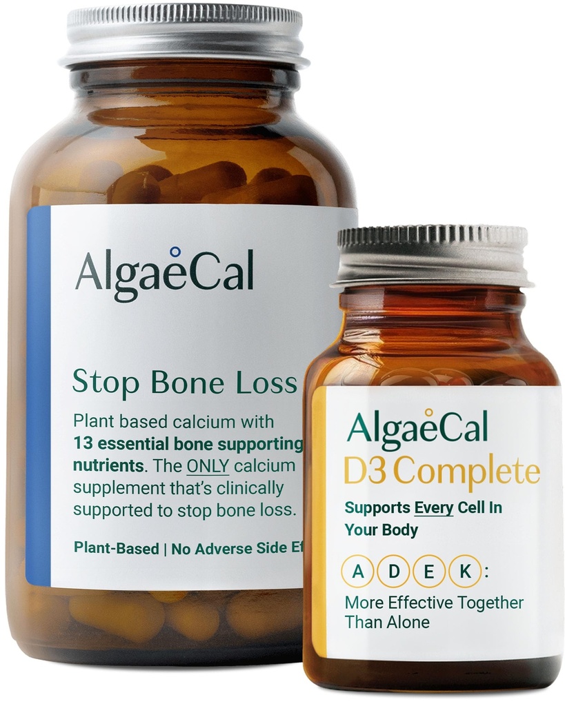 ALGAECALバンドル - ビタミンD3完全(1000 IU) + K2、VIT E、VIT Boneサポートのための基本的な植物ベースのカルシウム