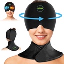 Migraineの救助の帽子及び首のアイス パックの覆いセット-頭痛の救助の帽子および肩の冷たいパック-頭部および頚部のための熱く、冷たい圧縮プロダクト-圧力、掛かること及びパフィーの目