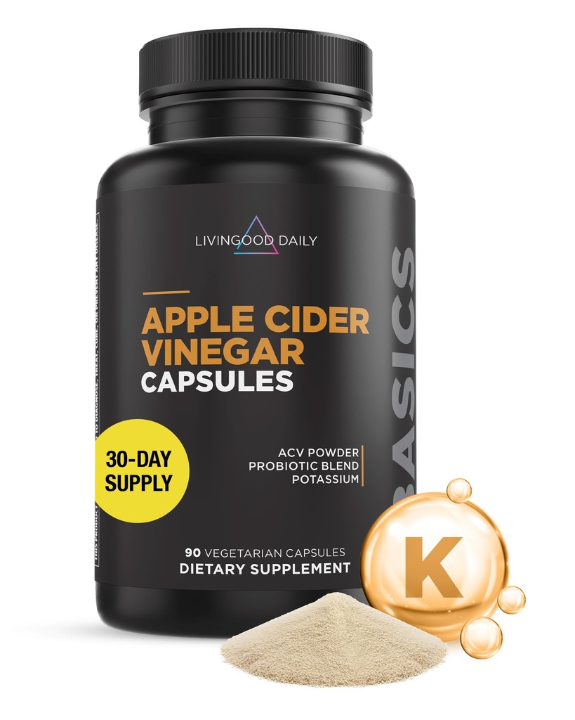 母親(1500mg) - ACVと日々のApple Cider Vinegarカプセル 女性&男性のためのプロバイオティクス&カリウムとピル - ガット健康をサポート, 消化, 食欲 & 重量 - ビーガン, 90 カプセル
