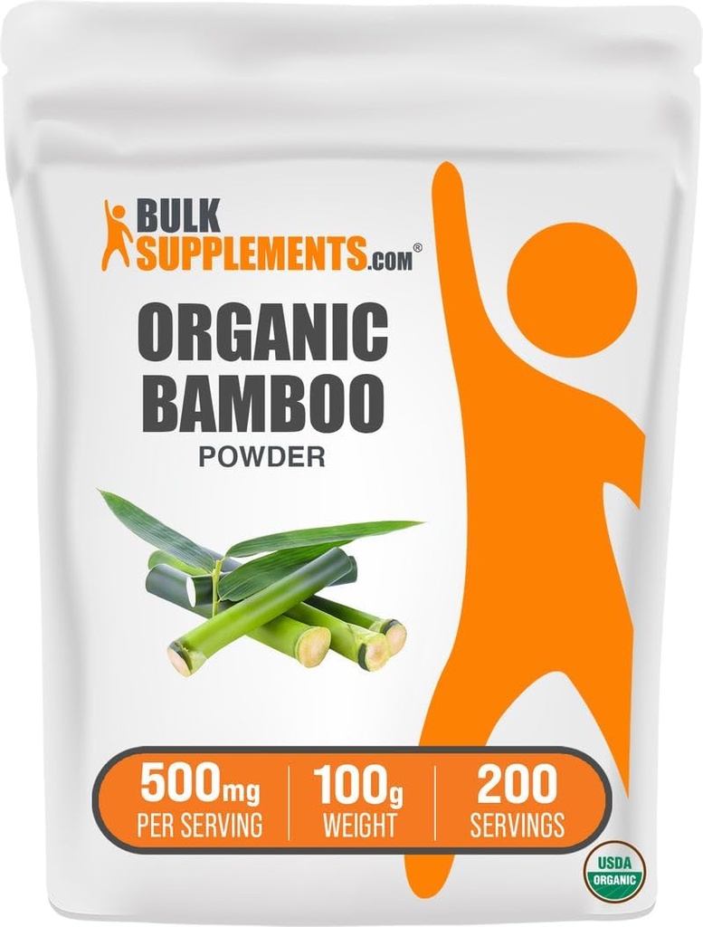 BulkSupplements.comオーガニック竹パウダー - シリカサプリメント、竹サプリメント、グルテンフリー - サービングあたり500mg、100g(3.5オンス)(パッケージ1)