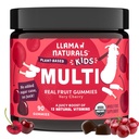Llama Naturals Kids Multivitamin Gummies, ビーガン, ビタミンDと有機性, C&K, トールダール実質のフルーツのおいしいビタミン, 咀嚼可能なサプリメント, 全食品マルチビタミン, 砂糖ケーンなし, チェリー, 90 Ct