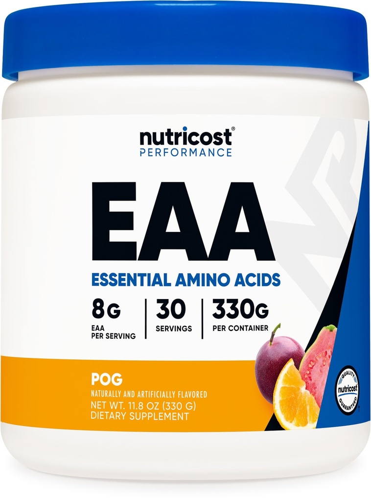 Nutricost EAAパウダー30サービング - パッションフルーツ、オレンジ、グアバ(POG) - エッセンシャルアミノ酸 - 非GMO、グルテンフリー、ベジタリアンフレンドリー