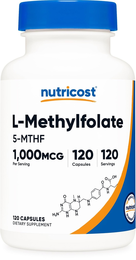 Nutricost Methylfolate 1000mcg、120 ベジタリアン カプセル - グルテンフリー、非GMO (メチル化された Folate)