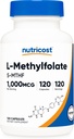 Nutricost Methylfolate 1000mcg、120 ベジタリアンカプセル - グルテンフリー、非GMO
