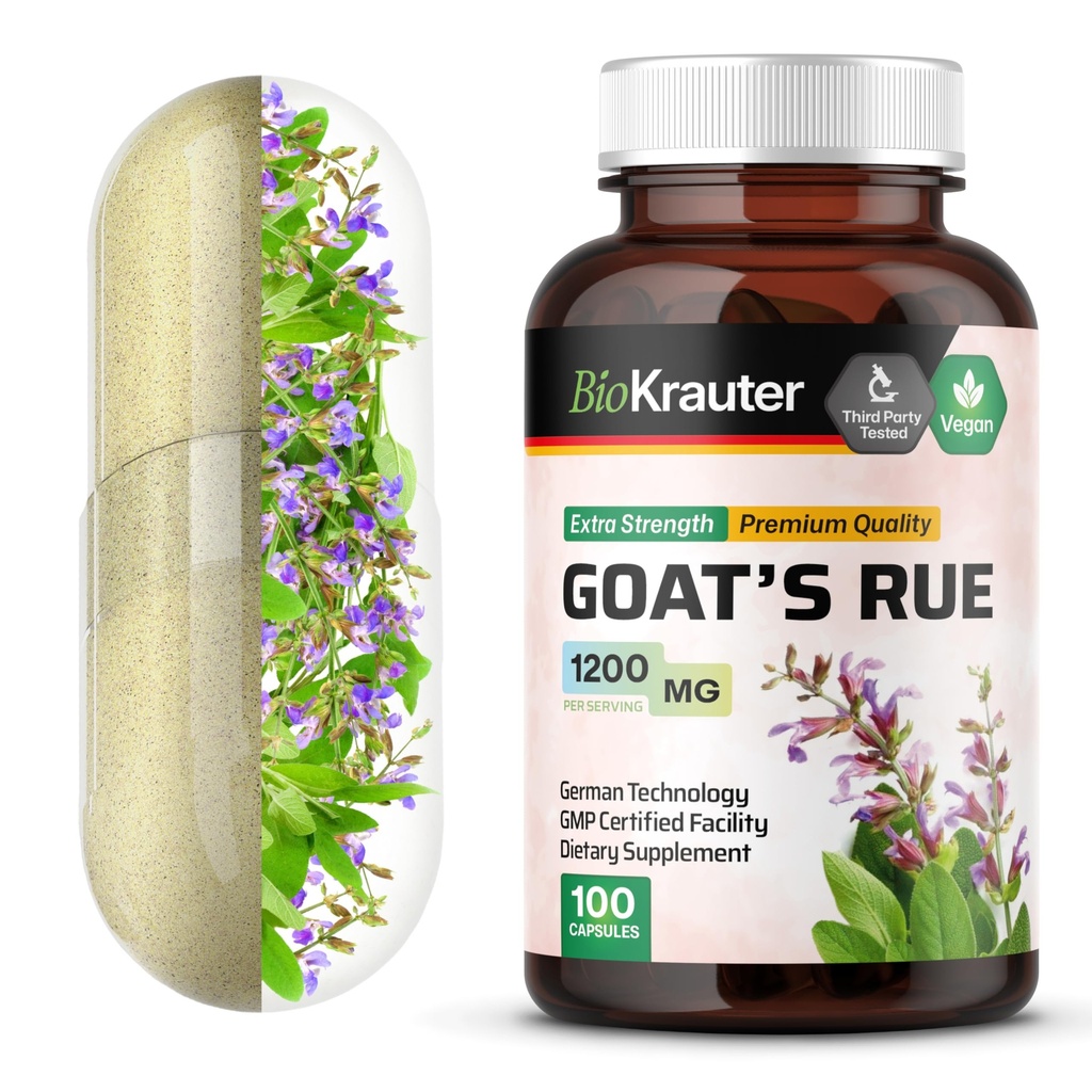 BIO KRAUTER Goats Rue Lactation Support Capsules 1200 mg - 100 カウント - Goats Rue カプセル - 自然な Breastfeeding サプリメント
