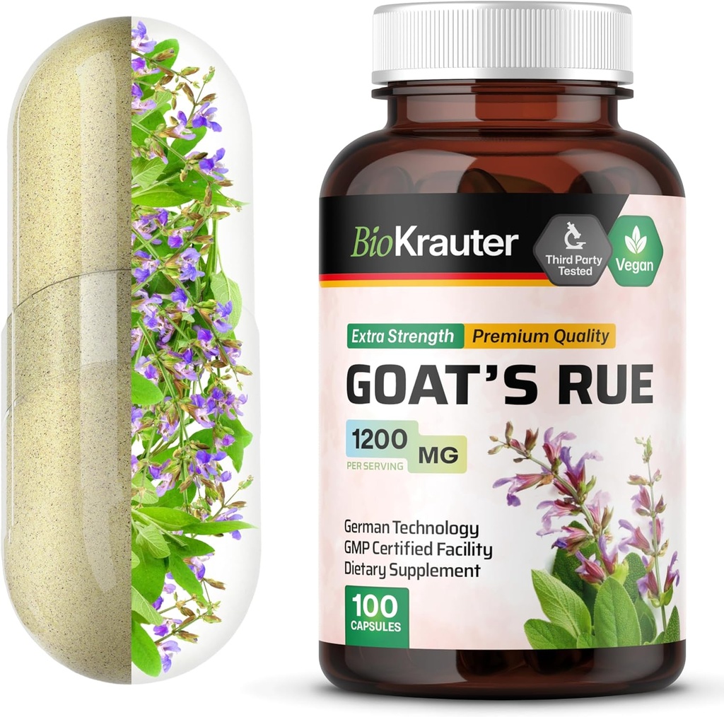 BIO KRAUTER Goats Rue Lactation Support Capsules 1200 mg - 100 カウント - Goats Rue カプセル - 自然な Breastfeeding サプリメント