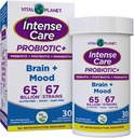 Vital Planet - Intense Care Brain & Mood Probiotics, Organic Prebiotics, Postbiotics, Parabiotics, Complete 4-in-1 Health Supplement for Adults, 65 Billion CFU, 67 Strains, Digestive and Immune 30 ct