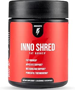 Inno Shred Fat Burner for Men and Women with 100mg Capsimax, Grains of Paradise, Organic Caffeine, Green Tea Extract, Appetite Suppressant, Weight Loss (60 Veggie Capsules) | (with Stimulant)