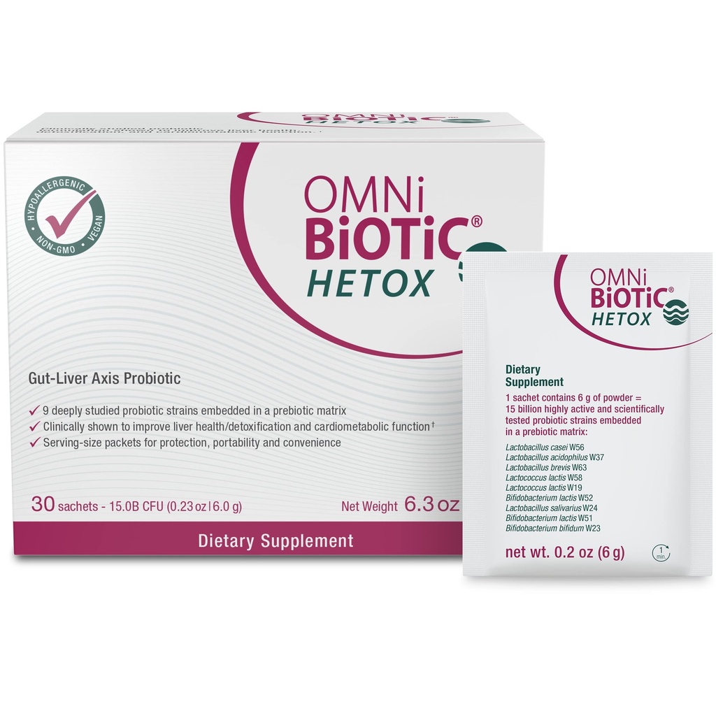 OMNi BiOTiC HETOX Probiotic Liver Detox - Bifidobacterium & Lactobacillus Probiotic Supplement - Hypoallergenic Gut-Liver サポート - 男性と女性のための非GMO解毒クレンジング