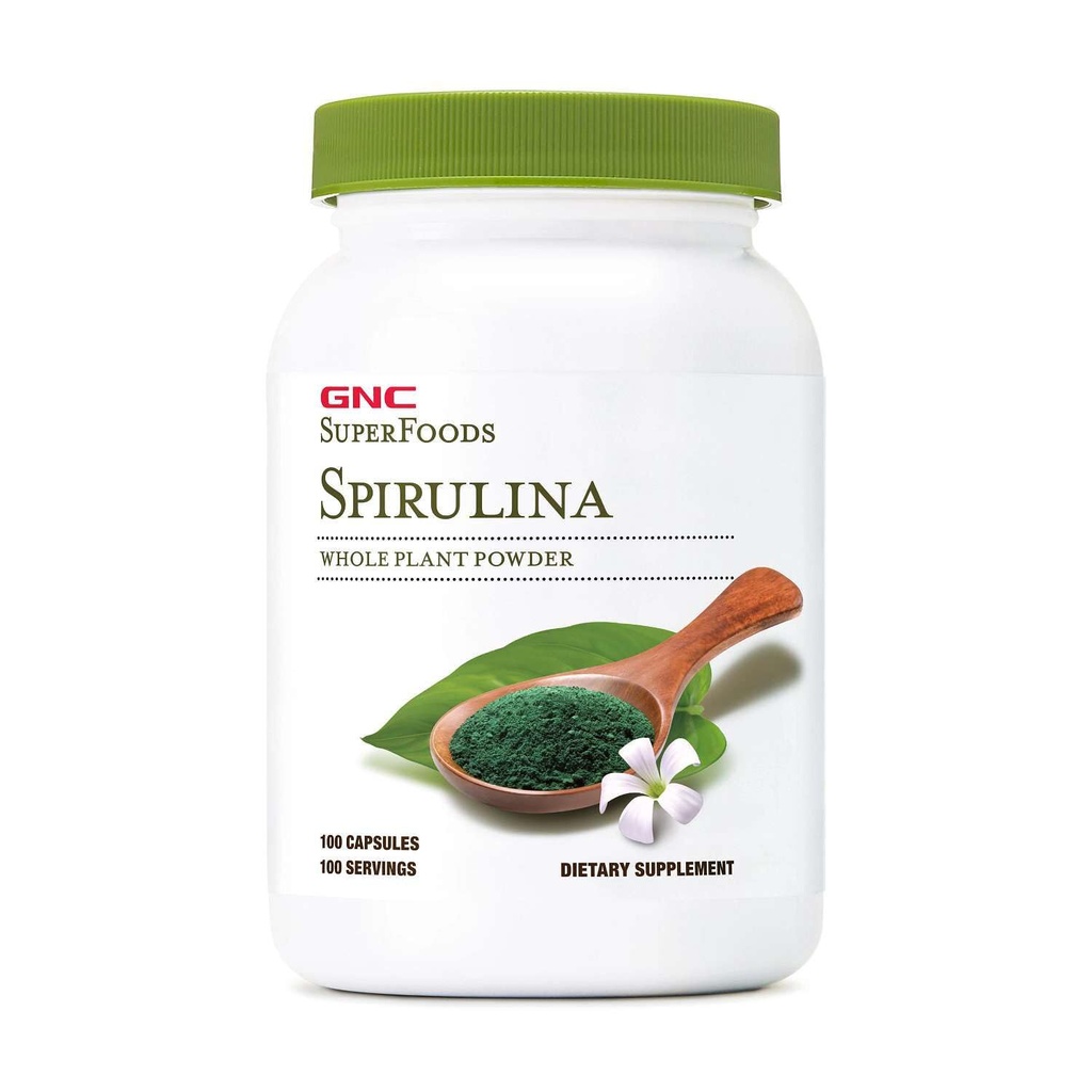 GNCのスーパーフードのSpirulinaの全植物の粉のカプセル、100のカプセル、100のサービング