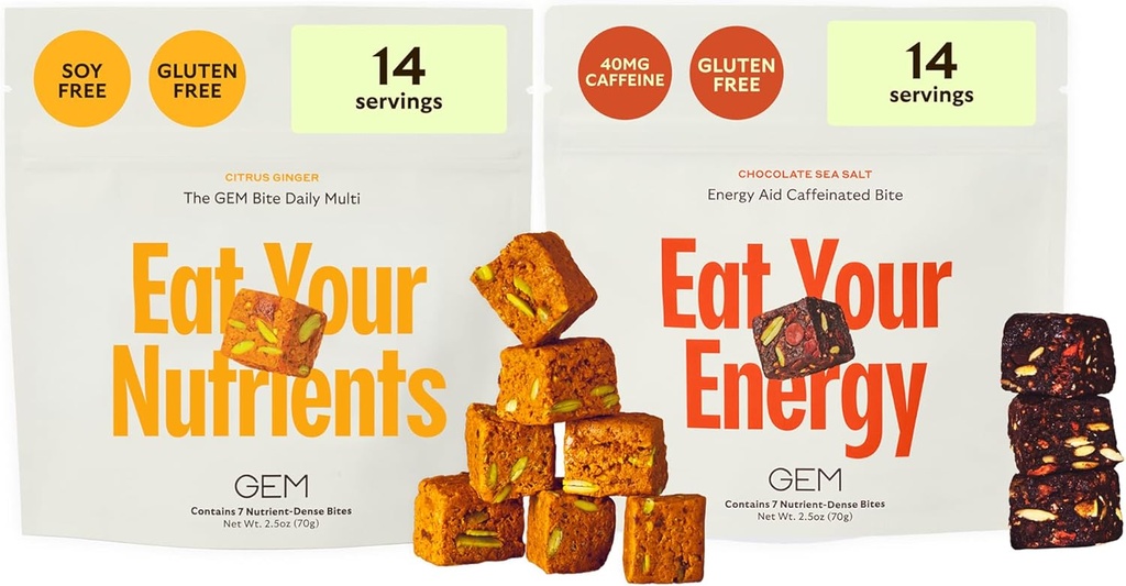 女性&男性のためのGEM毎日のスーパーフードとエネルギーサポート、エッセンシャル20 +食品ビタミン、ミネラル、スーパーフード、プレバイオティクス、クリーンエネルギーバラエティパック、28サービング
