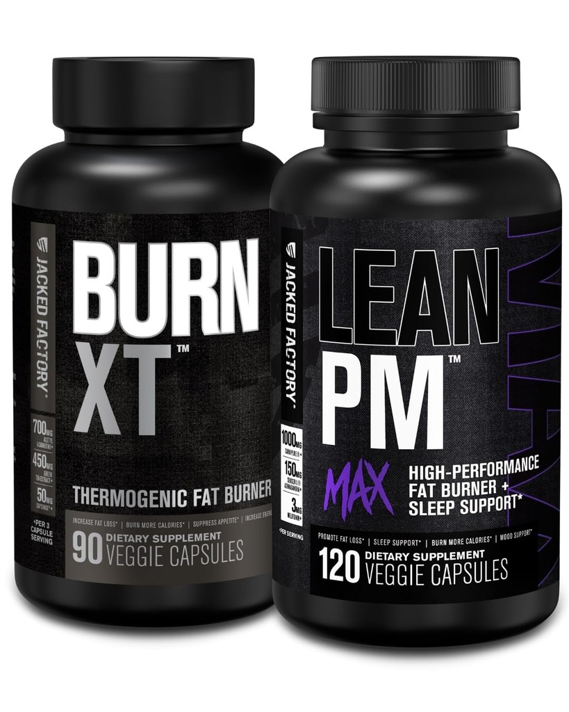 ジャック工場はXTのThermogenic脂肪バーナー-食欲抑制剤及び向知性エネルギー ブースター(90のカプセル)及び傾きPMの最高の高性能の減量、睡眠サポート  (120のカプセル)を燃やしました