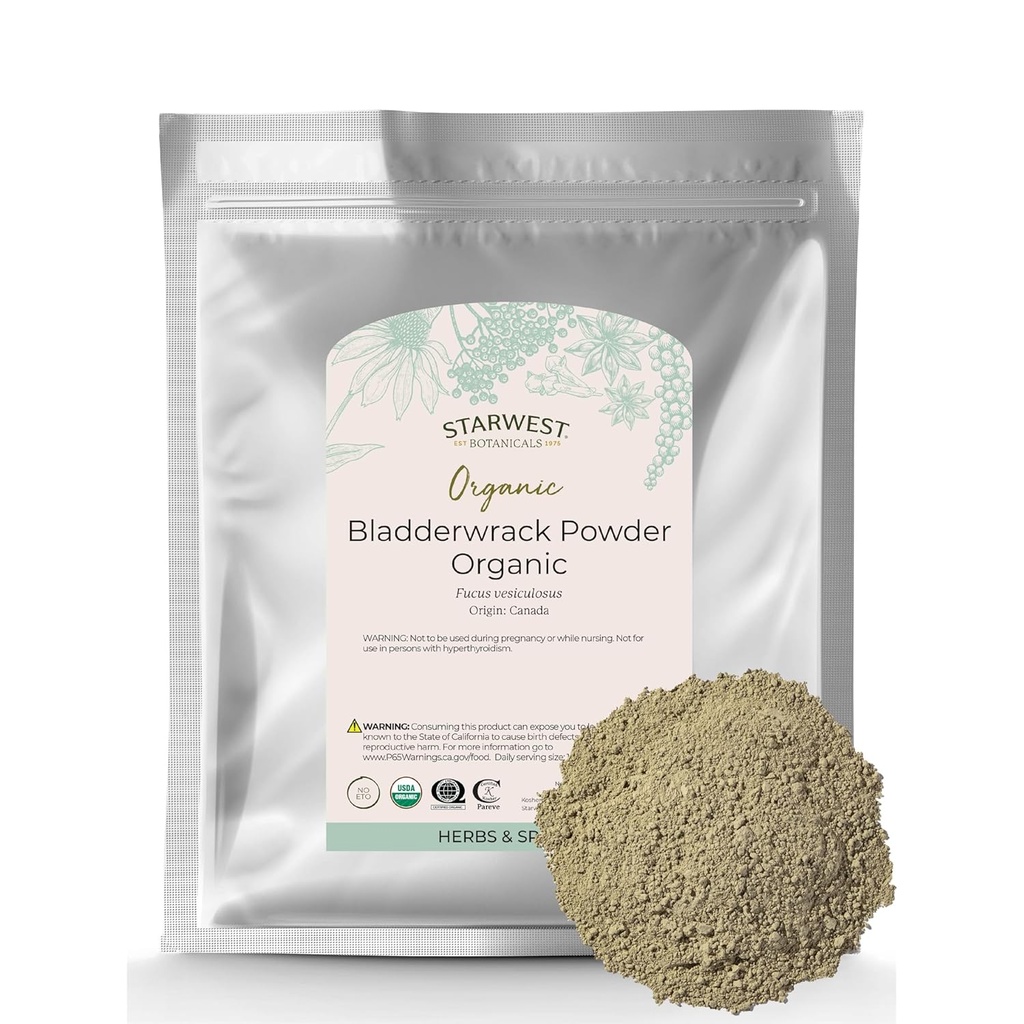 星西の植物によって乾燥されるBladderwrackの有機性の粉-自然な海藻のハーブ、ヨウ素、カリウム、亜鉛、カルシウム、ビタミンA及びCの証明されたコザール、非GMO -バルク1のlb袋