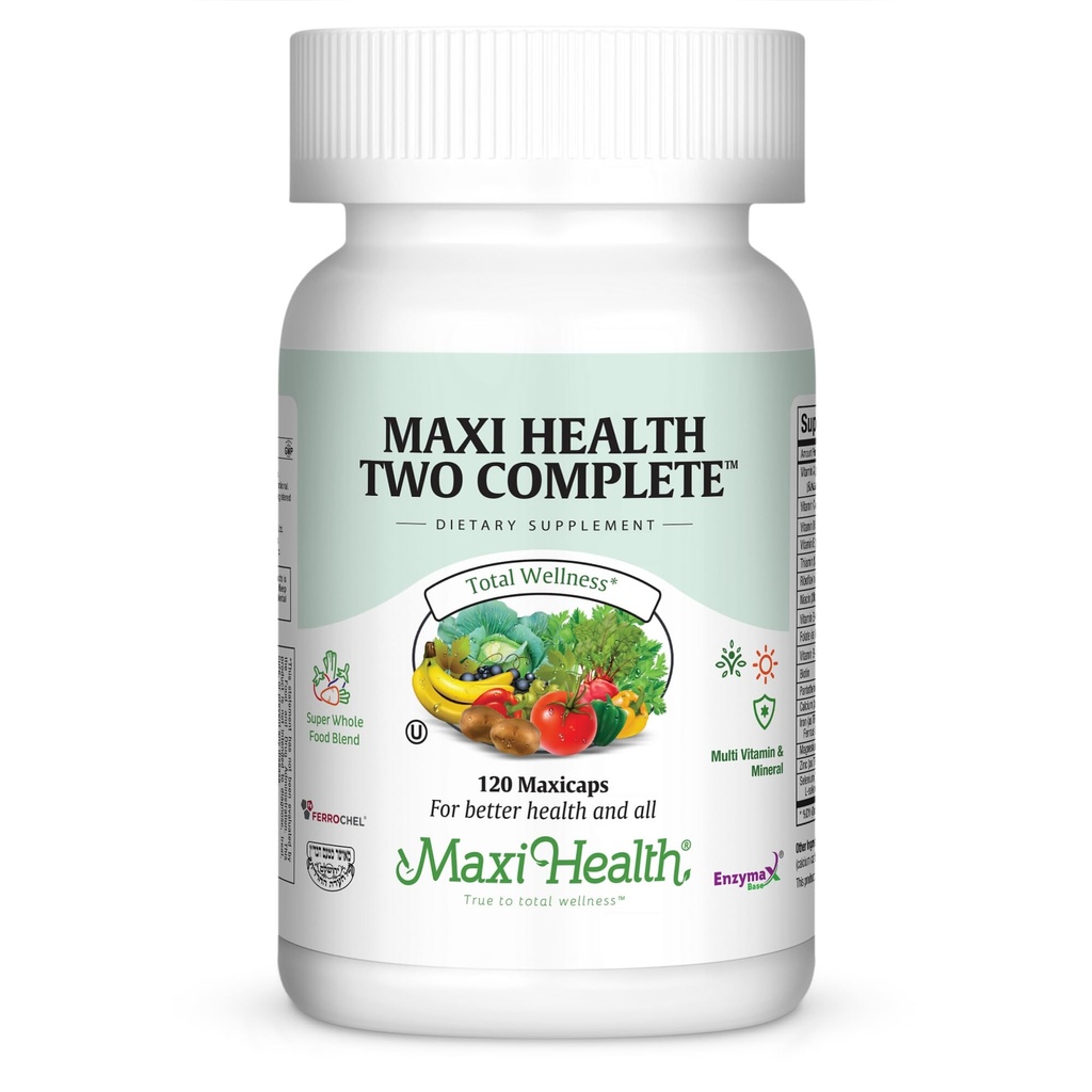 Maxi Health 2 完全マルチビタミンとミネラル - フル効力 - 120 カプセル - Kosher