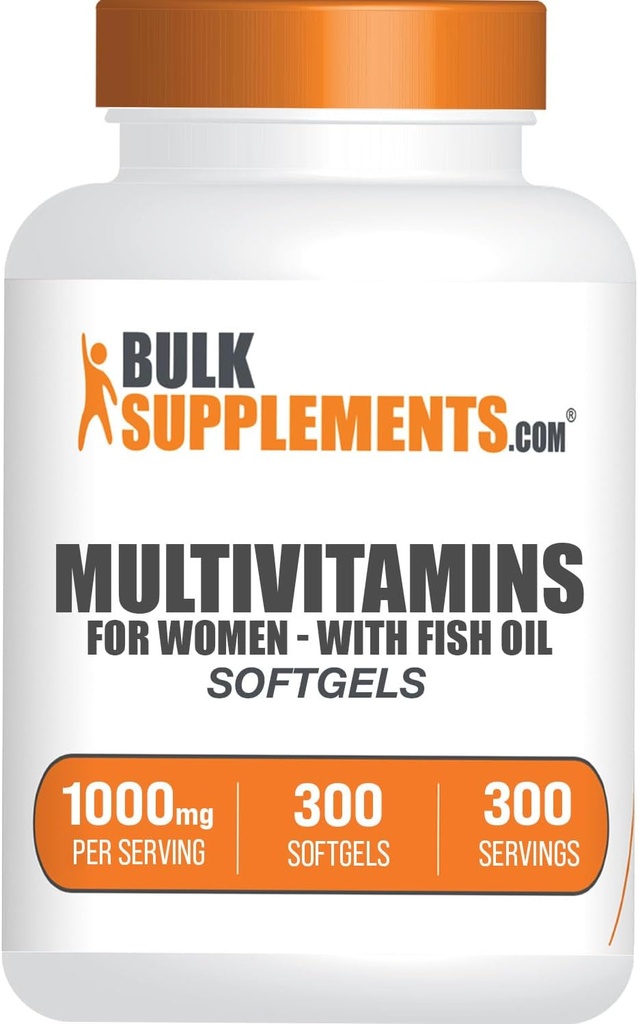女性のSoftgelsのためのBulkSupplements.comのMultivitamin - 女性のMultivitaminと鉄、Multimineralの補足、魚油-グルテンフリー、サービングごとの1つのSoftgel、300の計算(パッケージ1)