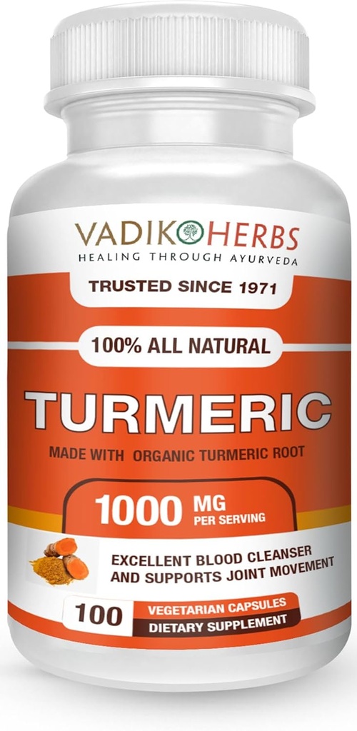 Vadikハーブオーガニックターメリッククルクミン1000mg | (100vegicaps) | アメリカ製 | 1971年以来の信頼