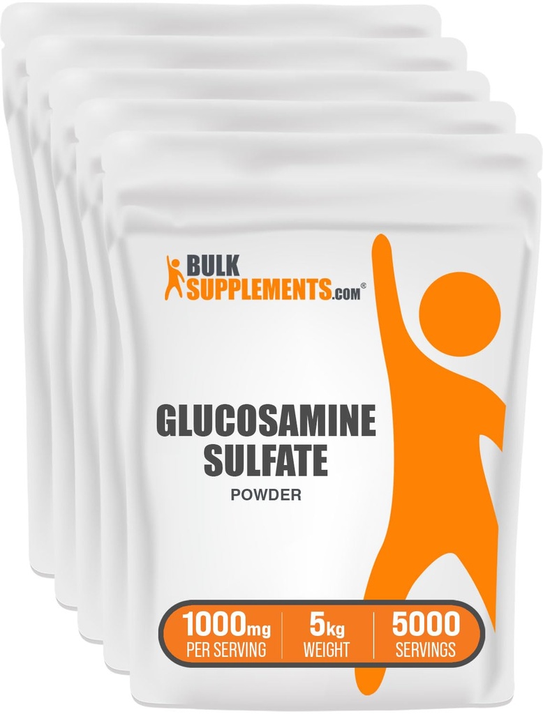 BulkSupplements.comグルコサミン硫酸塩パウダー - グルコサミンサプリメント、共同サポートサプリメント - グルテン無料、1g/サービング、1kg(パッケージ 5)(11ポンド)