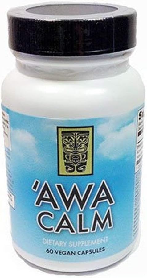‘Awa Calm Capsules - Kava-Based Herbal Supplement with 30% Kavalatone, Calamus Root, Passion Flower, Lemon Balm & Hops (120 Capsules)