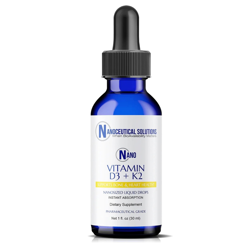 Nanoceutical Solutions Nano Vitamin D3+K2 ナノサイズの液体粒子 | 急速な吸収 | 5000 IU の有効な公式 - 1Fl Oz | 非GMO、グルテンフリーのグルテン | サポート骨、接合箇所、中心及び免疫の健康