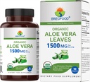 Brieofoodオーガニックアロエベラ1500mg、45サービング、ベジタリアン、グルテンフリー、90ベジタリアンタブレット