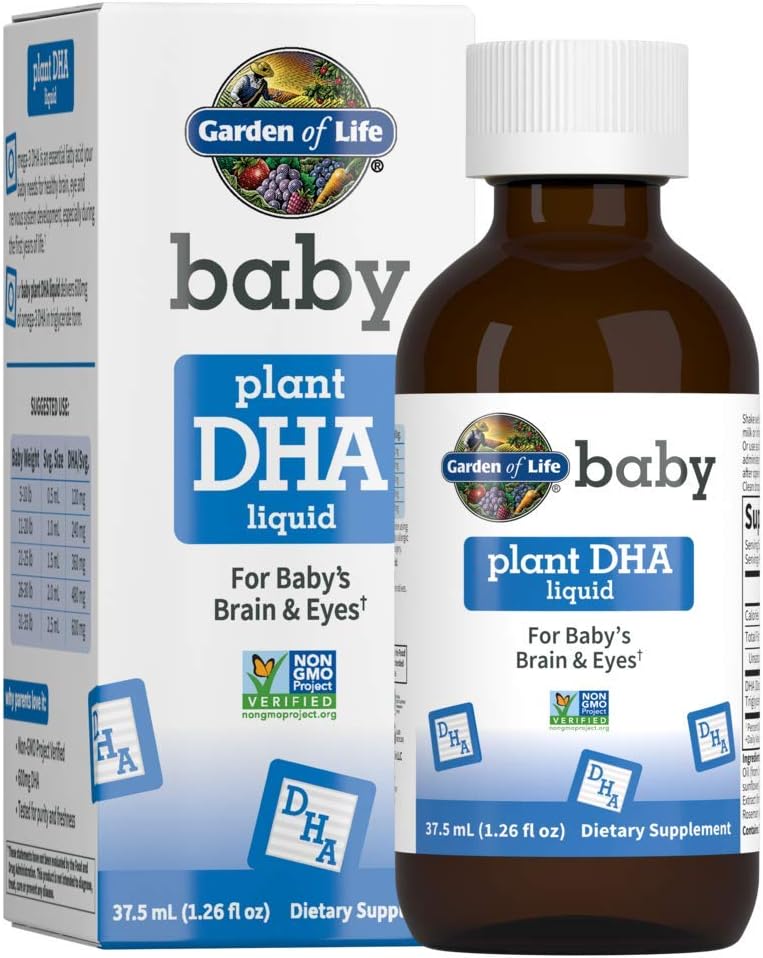 赤ちゃんの庭 DHA ドロップ, 600 mg オメガ 3 赤ちゃんの脳のためのビーガン & ベジタリアンフレンドリーな植物ベースのソースから目 (魚油なし) 赤ちゃん & トドル, 37.5 mL (1.26 fl oz) 液体