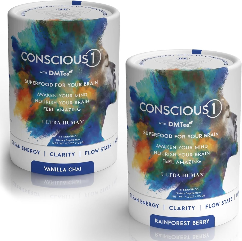 超人間のCONSCIOUS1 - フォーカスブースティングスーパーフードブレンドバニラチャイ&レインフォレストベリーバラエティパック