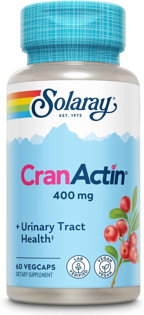 SOLARAY CranActin Cranberry Extract 400 mg - 女性と男性のためのクランベリーサプリメント - 膀胱とビタミンCと尿路の健康サポート - ビーガン、60日間保証(60 CT)