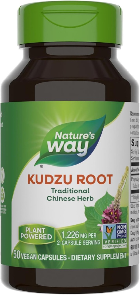 Nature's Way Kudzu Root、1,226 mg/ 2カプセルサービング、非GMOプロジェクト検証、50 ビーガンカプセル(パッケージ5月Vary)