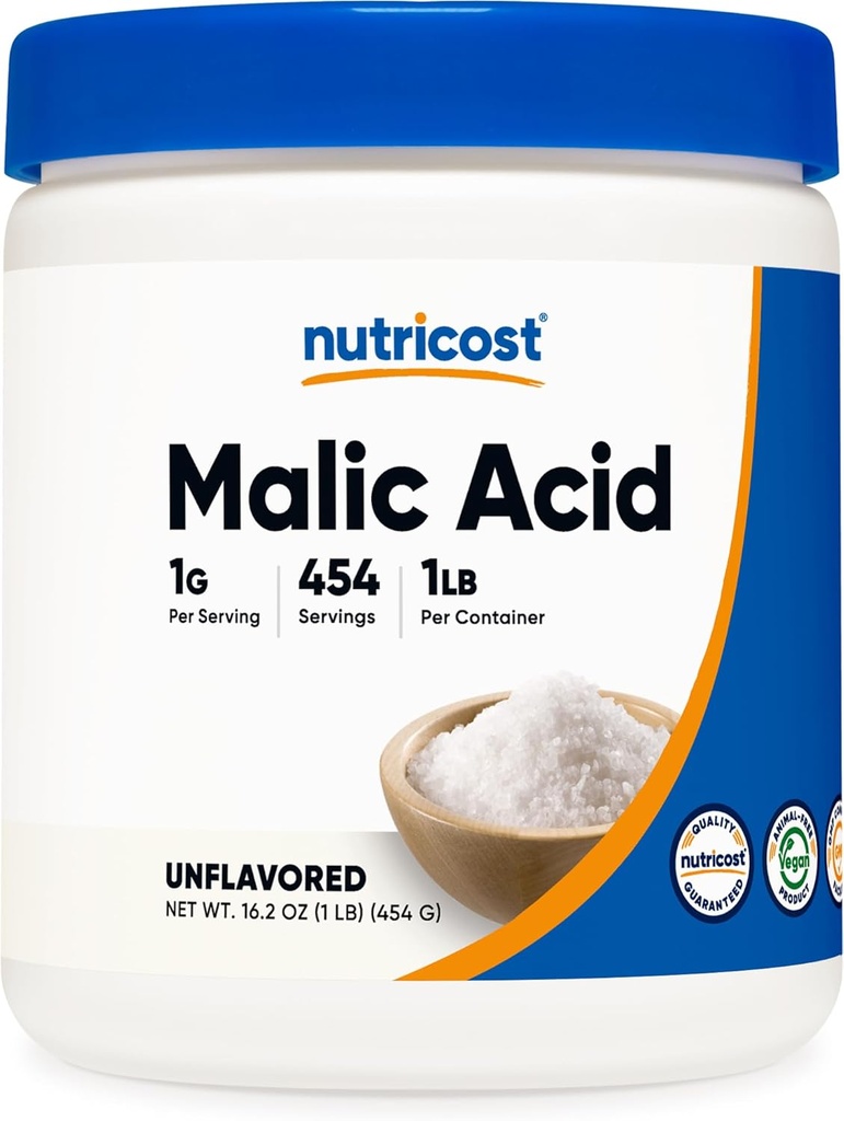 Nutricost Malic Acid Powder 1LB - Gluten Free, Non-GMO (454 Grams)