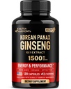 Panax Ginseng 15,000 mg - 男性のための赤い韓国のGinsengの補足 - 余分強さ10:1のエキス - エネルギー、焦点、生産性及び性能 - 自然及びビーガン - 米国製 - カプセル、供給2か月