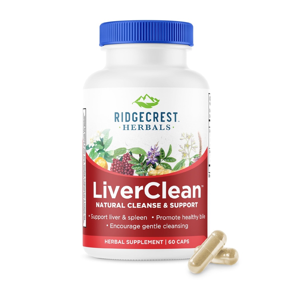 Ridgecrest Herbals LiverClean、Harbal Liverサポートサプリメント、Blessed Thistle、Danddelion、Detox、Cleanseサポート、健康なベール(60キャップ、30サーブ)