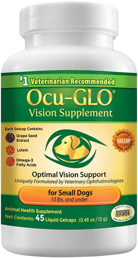 Lutein、Omega-3脂肪酸、ブドウ種子抽出物、犬の目の健康を促進するための抗酸化剤、45ct液体ゲルキャップと動物の必需品による小さな犬のためのOcu-GLOビジョンサプリメント