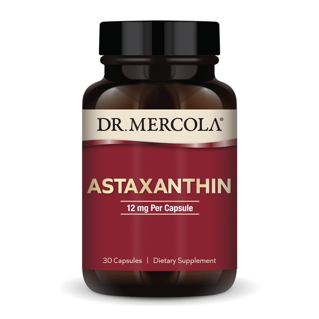 Mercola Organic Astaxanthin - 12 mg アスタキサンチン - 強力な抗酸化剤サポート - 有機マイクロ藻エキス - 非GMO、グルテンフリー&大豆フリー - 30カプセル(30サービング)