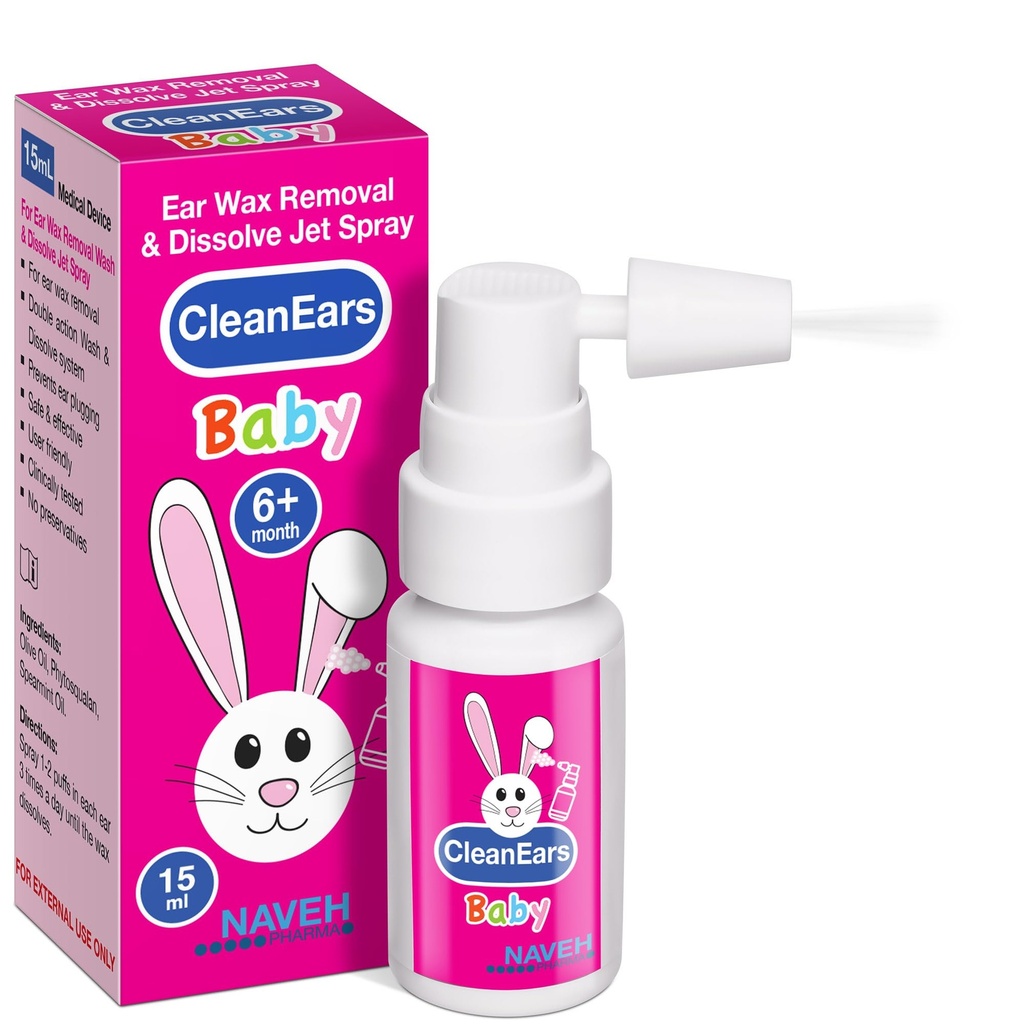 NAVEH PHARMA® CleanEars 赤ちゃん | 耳のワックス除去スプレーの高速機能 | わずか1トリートメントでイヤーワックスを分解・分解 | 臨床的に300%になる可能性が高い | ミネラルオイル、Gentle&Safe | 0.5 OZ