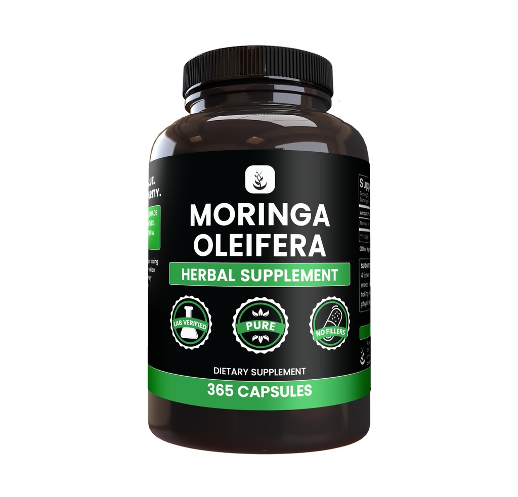 純粋な元の原料のMoringa (365のカプセル)マグネシウムか米の注入口無し、常に純粋、実験室は確認しました
