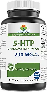 ブリオフード5-HTP 200mg/サービング - 240カプセル - 健康的なリラックスのための5-Hydroxytryptophan - 第3パーティーラボテスト