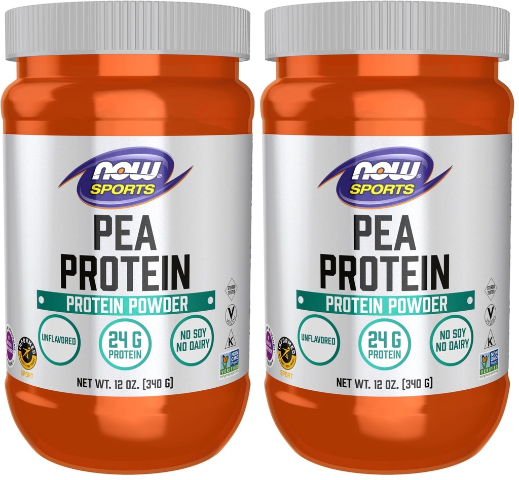 NOWのスポーツの栄養物、エンドウ豆蛋白質24 g、容易に消化管、Unflavored粉、12-Ounce (パッケージ2)