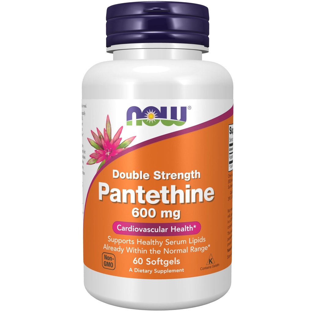 NOW Foodsは、Pantethine(Coenzyme A Precursor) 600mg、ダブル強度、心血管の健康*、60Softgelsを補います