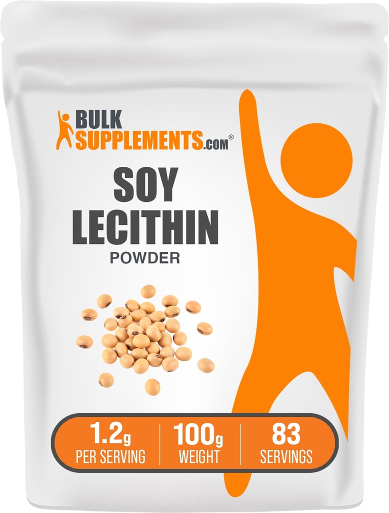BulkSupplements.com大豆レシチンパウダー - レシチンサプリメント、栄養補助食品 - グルテンフリー、1.2g/サービング、100g(3.5オンス)(パッケージ1)