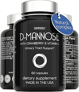 D-Mannose 1000mgカプセル - クランベリーエキスとビタミンC - 60カプセル500mg高強度 - 女性&男性のための尿路面健康 - ビーガン&非GMO - 自然UTIサポートを高速演技