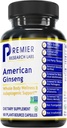 Premier Research Labs American Ginseng Supplement - American Ginseng Capsules, Herbal Ginseng Root Pills, North American Ginseng Herb Extract, Calming Energy Supplement - 60 Plant-Based Capsules