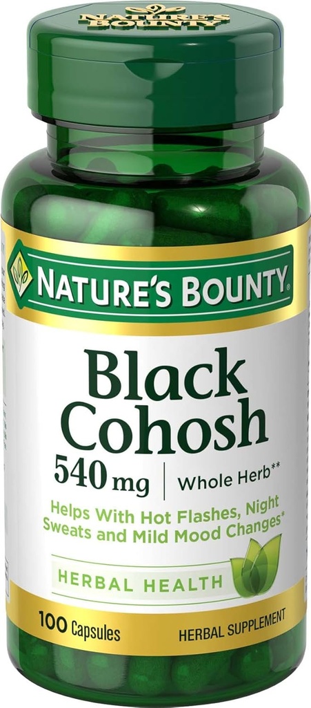 Nature's Bounty ブラック Cohosh Root Pills and Herbal Health Supplements、ナチュラルメンポザールサポート、540 mg、100カプセル