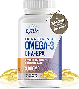 オメガ3魚油カプセル[3000mg]オメガ3サプリメントDHAサプリメント  Omega3魚油の丸薬  心の健康、免疫システム、関節、皮膚、脳の健康、グルテンフリー、BURPLESS用
