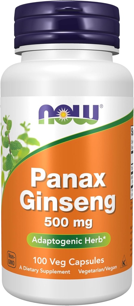 NOW Foods Supplements, Panax Ginseng (Root) 500 mg, Adaptogenic Herb*, 100 Veg Capsules