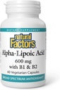 Natural Factors Alpha-Lipoic Acid + B 600 mg, 60 Capsules